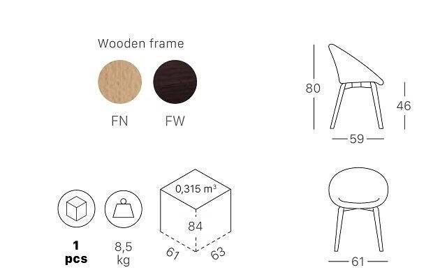 Кресло с обивкой Natural Giulia Pop венге, желтый 610х590х800 мм Кресло с обивкой Natural Giulia Pop венге, желтый 610х590х800 мм