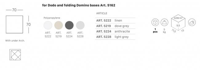 Столешница пластиковая квадратная для подстолья Dodo, Domino Folding тортора 700х700 мм
