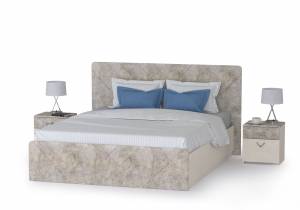Кровать 1600 с подъёмным ортопедическим основанием и двумя тумбочками Амели 11.31 цвет шёлковый камень/бетон чикаго беж