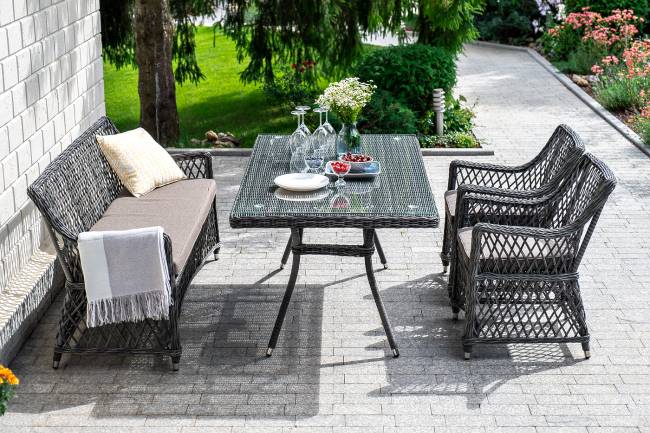 "Латте" плетеный стол из искусственного ротанга 160х90см, цвет графит "Латте" плетеный стол из искусственного ротанга 160х90см, цвет графит