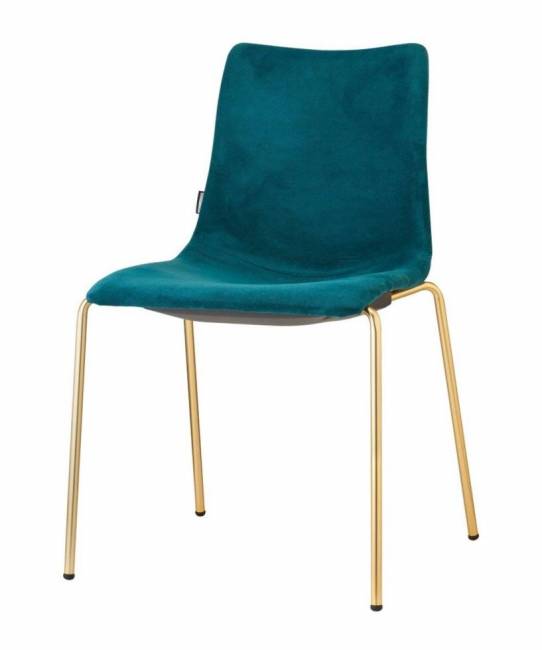 Стул с обивкой Zebra Pop 4 legs сатинированная латунь, морская волна 540х520х810 мм Стул с обивкой Zebra Pop 4 legs сатинированная латунь, морская волна 540х520х810 мм