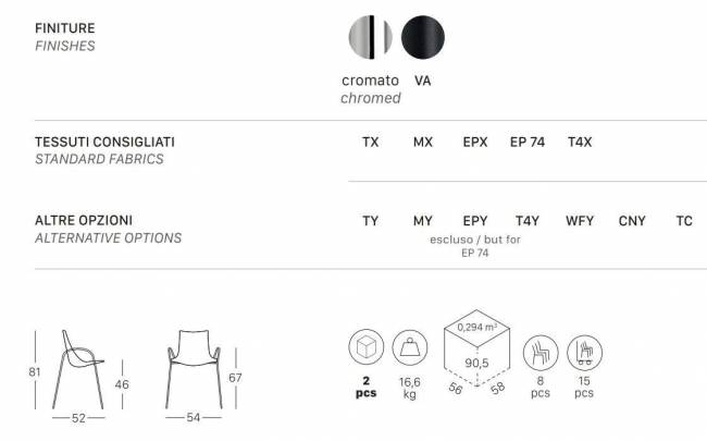 Кресло с обивкой Zebra Pop хром, белый 540х520х810 мм