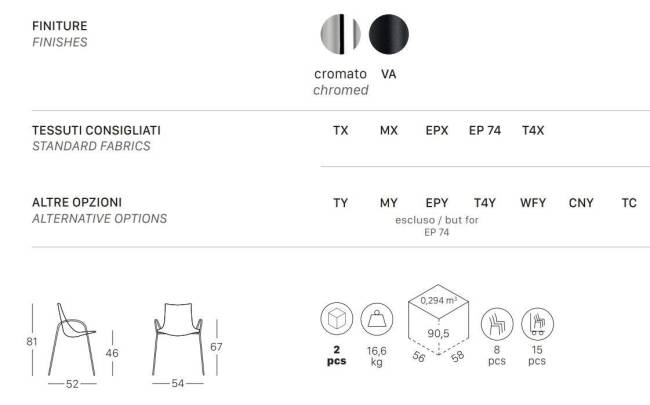 Кресло с обивкой Zebra Pop хром, черный 540х520х810 мм