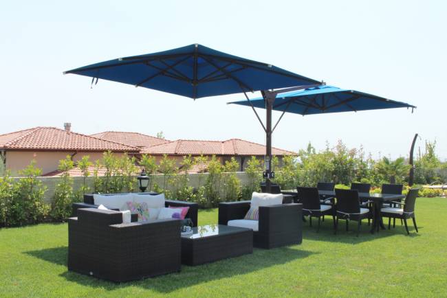 Зонт профессиональный двухкупольный 7х3.5 м Double Banana T бежевый 7000х3500 мм