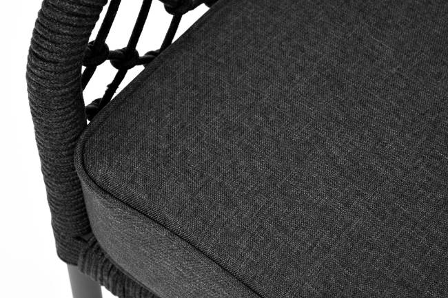 "Канны" диван 2-местный плетеный из роупа (узелки), каркас алюминий темно-серый (RAL7024) муар, роуп темно-серый круглый, ткань темно-серая 027 "Канны" диван 2-местный плетеный из роупа (узелки), каркас алюминий темно-серый (RAL7024) муар, роуп темно-серый круглый, ткань темно-серая 027