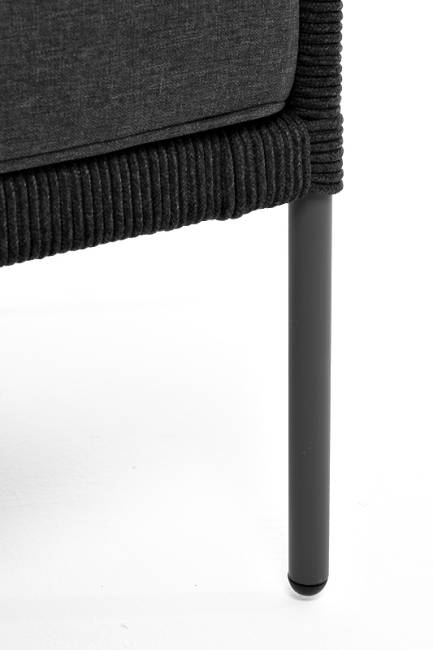 "Канны" диван 2-местный плетеный из роупа (узелки), каркас алюминий темно-серый (RAL7024) муар, роуп темно-серый круглый, ткань темно-серая 027 "Канны" диван 2-местный плетеный из роупа (узелки), каркас алюминий темно-серый (RAL7024) муар, роуп темно-серый круглый, ткань темно-серая 027