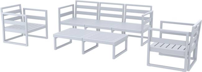 Комплект пластиковой мебели Mykonos XL серебристый, черный