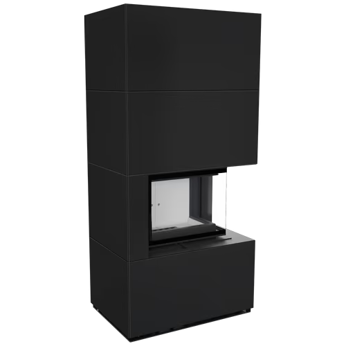 Каминокомплект Kratki PRO FLOKI ZIMBABWE NERO угловое стекло справа