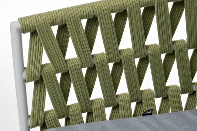 "Диего" кресло плетеное из роупа, каркас алюминий светло-серый (RAL7035) муар, роуп салатовый меланж круглый, ткань светло-серая "Диего" кресло плетеное из роупа, каркас алюминий светло-серый (RAL7035) муар, роуп салатовый меланж круглый, ткань светло-серая