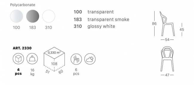 Стул прозрачный Titi прозрачный 470х540х860 мм Стул прозрачный Titi прозрачный 470х540х860 мм