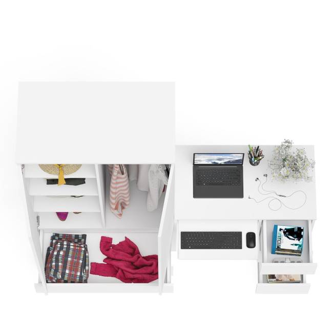Компьютерный стол с ящиками правый и шкаф-комод МШ900.1 Мори цвет белый Компьютерный стол с ящиками правый и шкаф-комод МШ900.1 Мори цвет белый