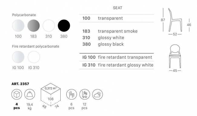 Стул пластиковый Scab Design, Igloo черный Стул пластиковый Scab Design, Igloo черный