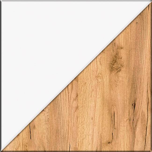 Комод Остин 16.221 с тумбой две дверки цвет белый шагрень/дуб крафт золотой