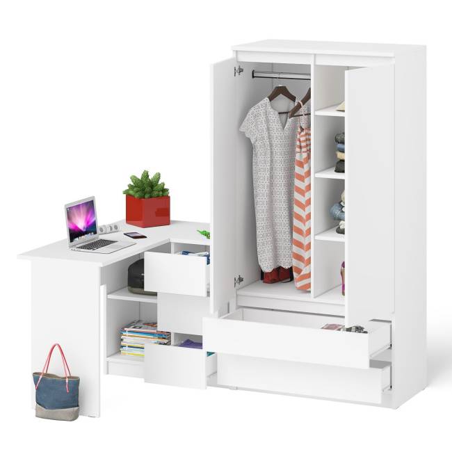 Стол компьютерный угловой правый Мори и шкаф-комод Мори МШ900.1 цвет белый