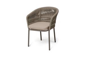 "Бордо" стул плетеный из роупа (колос), каркас алюминий серый (RAL7022) муар, роуп серый 15мм, ткань темно-серая 027 "Бордо" стул плетеный из роупа (колос), каркас алюминий серый (RAL7022) муар, роуп серый 15мм, ткань темно-серая 027