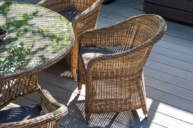 "Эспрессо - 150 R" обеденная группа плетеная, цвет соломенный