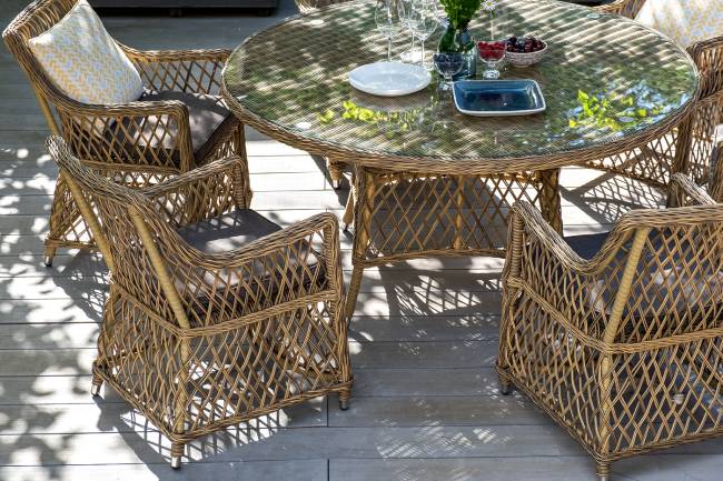 "Эспрессо - 150 L" обеденная группа плетеная, цвет соломенный