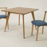 Стол Сканди М 100 натур со стульями Франк натур рогожка синий