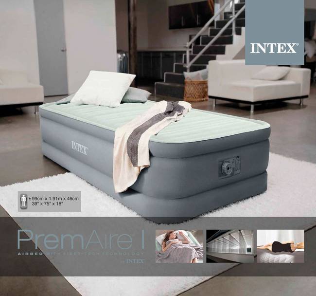 64902, Intex, Надувная кровать 99х191х46см "Premaire Elevated" встр.нас. 220В, до 136кг 64902, Intex, Надувная кровать 99х191х46см "Premaire Elevated" встр.нас. 220В, до 136кг