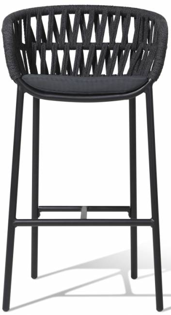 Кресло барное плетеное с подушкой Tahiti черный, темно-серый, черный 560х570х1040 мм Кресло барное плетеное с подушкой Tahiti черный, темно-серый, черный 560х570х1040 мм