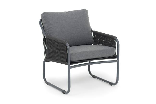 "Ането" кресло плетеное из роупа, каркас алюминий темно-серый (RAL7024) муар, роуп темно-серый круглый, ткань темно-серая 027 "Ането" кресло плетеное из роупа, каркас алюминий темно-серый (RAL7024) муар, роуп темно-серый круглый, ткань темно-серая 027