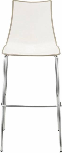 Стул барный пластиковый Zebra Bicolore хром, белый, тортора 510х530х1160 мм