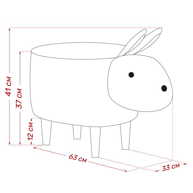 Пуф Leset Зайчик V32 серый Бук