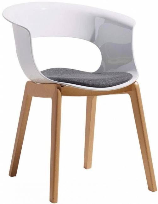 Кресло пластиковое с подушкой Natural Miss B Antishock натуральный бук, белый, серый 580х600х770 мм Кресло пластиковое с подушкой Natural Miss B Antishock натуральный бук, белый, серый 580х600х770 мм