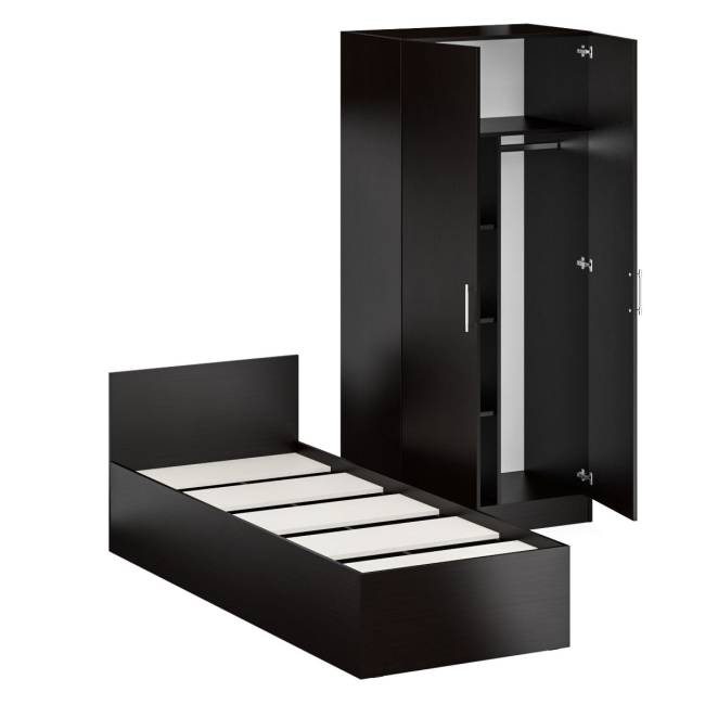 Кровать односпальная 800 со шкафом для одежды 2-х створчатым Стандарт цвет венге Кровать односпальная 800 со шкафом для одежды 2-х створчатым Стандарт цвет венге