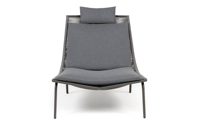 "Авиньон" кресло плетеное из роупа, каркас алюминий серый (RAL7022) муар, роуп серый круглый, ткань темно-серая 027 "Авиньон" кресло плетеное из роупа, каркас алюминий серый (RAL7022) муар, роуп серый круглый, ткань темно-серая 027