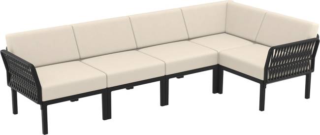 Комплект пластиковой мебели Portofino Lounge Corner черный, бежевый Комплект пластиковой мебели Portofino Lounge Corner черный, бежевый