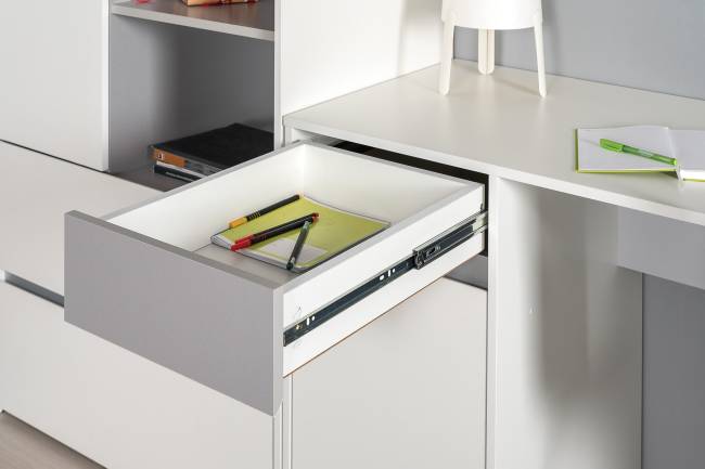 Два письменных стола и открытый стеллаж Торонто цвет белый шагрень/стальной серый Два письменных стола и открытый стеллаж Торонто цвет белый шагрень/стальной серый