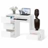 Компьютерный стол три ящика Мори МС-6 левый с тумбой 400 цвет белый