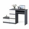 Компьютерный стол три ящика Мори МС-6 левый с тумбой 400 цвет графит/белый