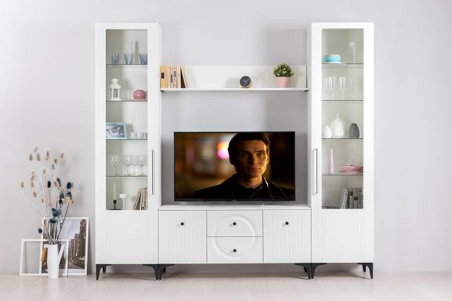 Тумба под ТВ Валенсия 16.45 цвет белый шагрень Тумба под ТВ Валенсия 16.45 цвет белый шагрень