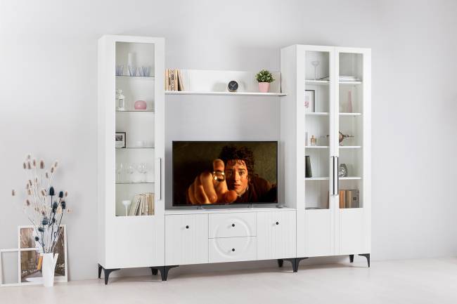 Тумба под ТВ Валенсия 16.45 цвет белый шагрень Тумба под ТВ Валенсия 16.45 цвет белый шагрень