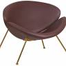 Кресло дизайнерское DOBRIN EMILY, коричневый винил YP5, золотое основание