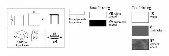 Стол ламинированный обеденный Mirto белый 790х790х750 мм Стол ламинированный обеденный Mirto белый 790х790х750 мм