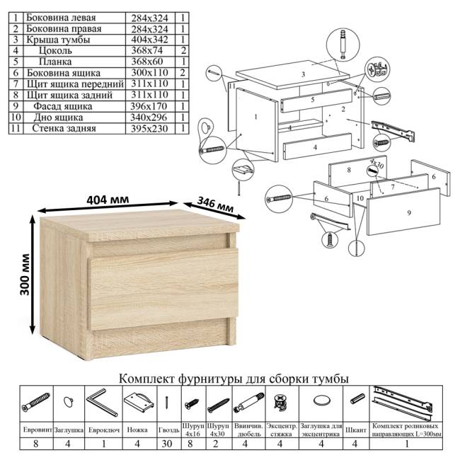 Стол письменный Мори с тумбой ТМП400.1 цвет дуб сонома