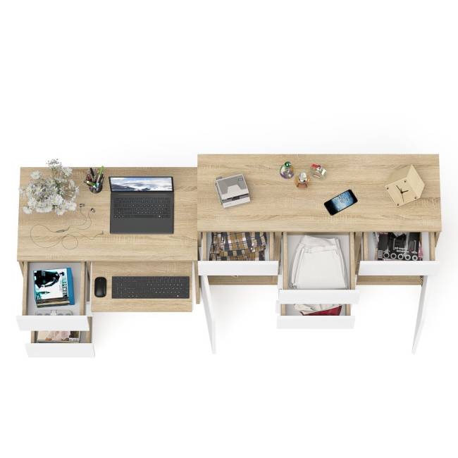 Тумба-комод Мори МК1200.4 и стол компьютерный МС-6 левый цвет дуб сонома/белый
