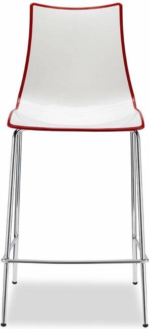 Стул полубарный пластиковый Zebra Bicolore хром, белый, красный 480х510х1030 мм Стул полубарный пластиковый Zebra Bicolore хром, белый, красный 480х510х1030 мм