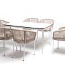 "Малага" обеденная группа на 6 персон со стульями "Марсель", каркас белый, роуп бежевый