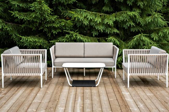 "Касабланка" лаунж-зона плетеная из роупа 4-местная, цвет серо-коричневый