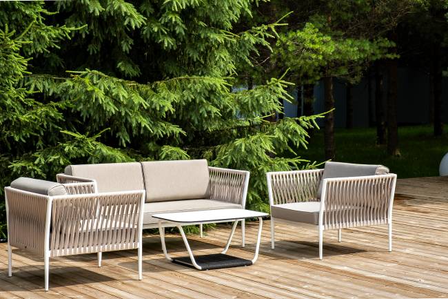 "Касабланка" лаунж-зона плетеная из роупа 4-местная, цвет серо-коричневый