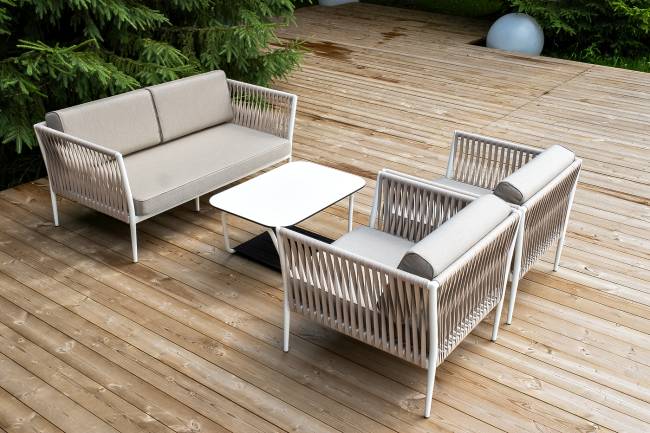 "Касабланка" лаунж-зона плетеная из роупа 4-местная, цвет серо-коричневый