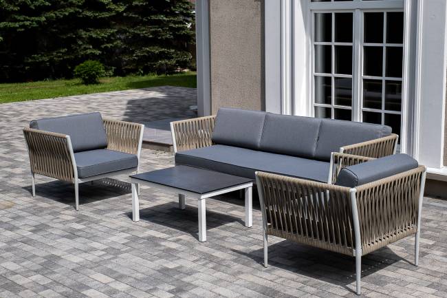 "Касабланка" лаунж-зона плетеная из роупа 5-местная, цвет серый "Касабланка" лаунж-зона плетеная из роупа 5-местная, цвет серый