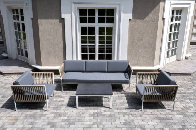 "Касабланка" лаунж-зона плетеная из роупа 5-местная, цвет серый "Касабланка" лаунж-зона плетеная из роупа 5-местная, цвет серый