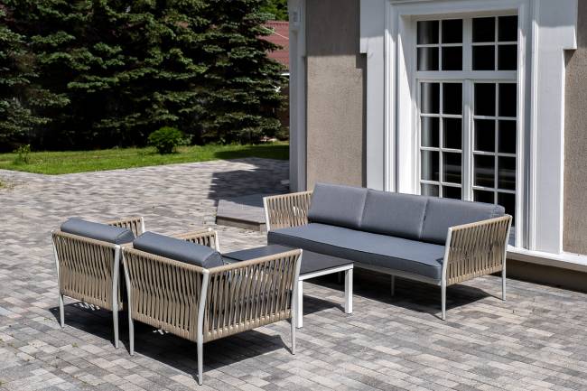 "Касабланка" лаунж-зона плетеная из роупа 5-местная, цвет серый "Касабланка" лаунж-зона плетеная из роупа 5-местная, цвет серый