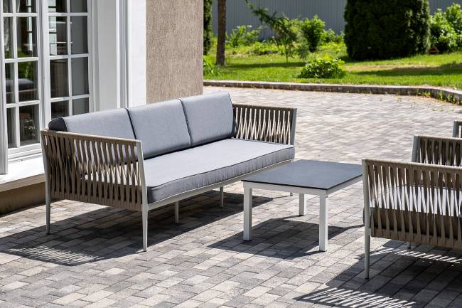 "Касабланка" лаунж-зона плетеная из роупа 5-местная, цвет серый "Касабланка" лаунж-зона плетеная из роупа 5-местная, цвет серый