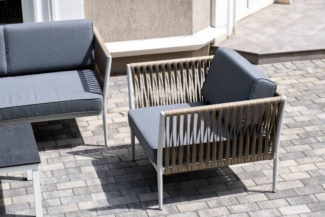 "Касабланка" лаунж-зона плетеная из роупа 5-местная, цвет серый "Касабланка" лаунж-зона плетеная из роупа 5-местная, цвет серый